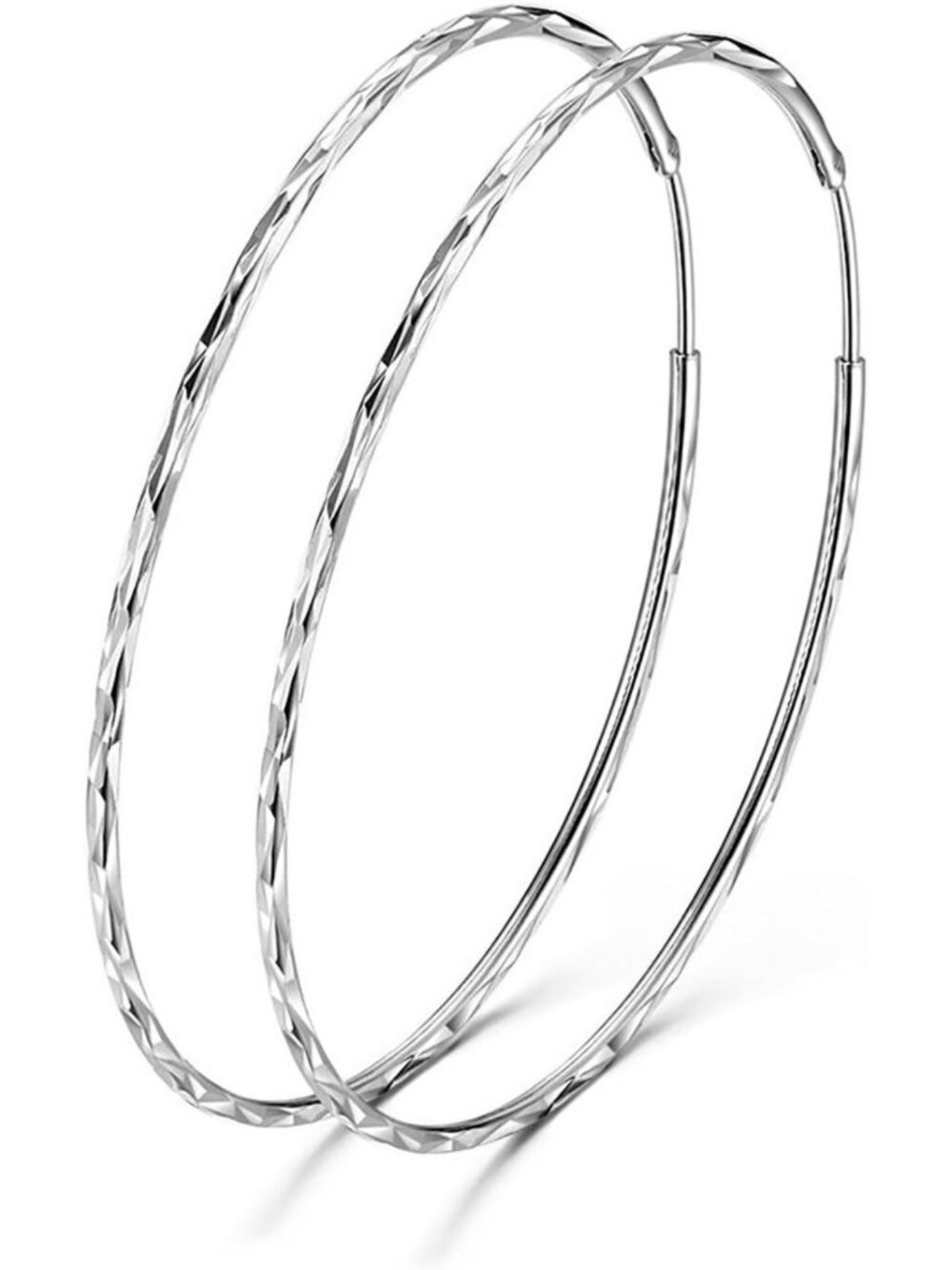 925 Sterling Silver Endless Hoop Earrings for Women - Stylish Circle Design